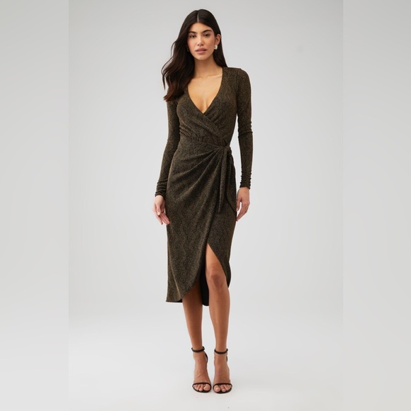 SHOW ME YOUR MUMU Kimora Wrap Dress in Squiggle Sparkle Knit Sz. XS - Picture 13 of 16